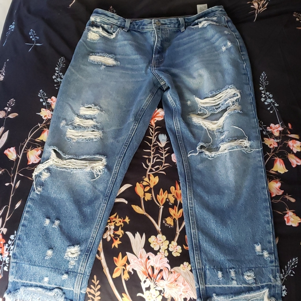 Abercrombie and Fitch high rise distressed jeans